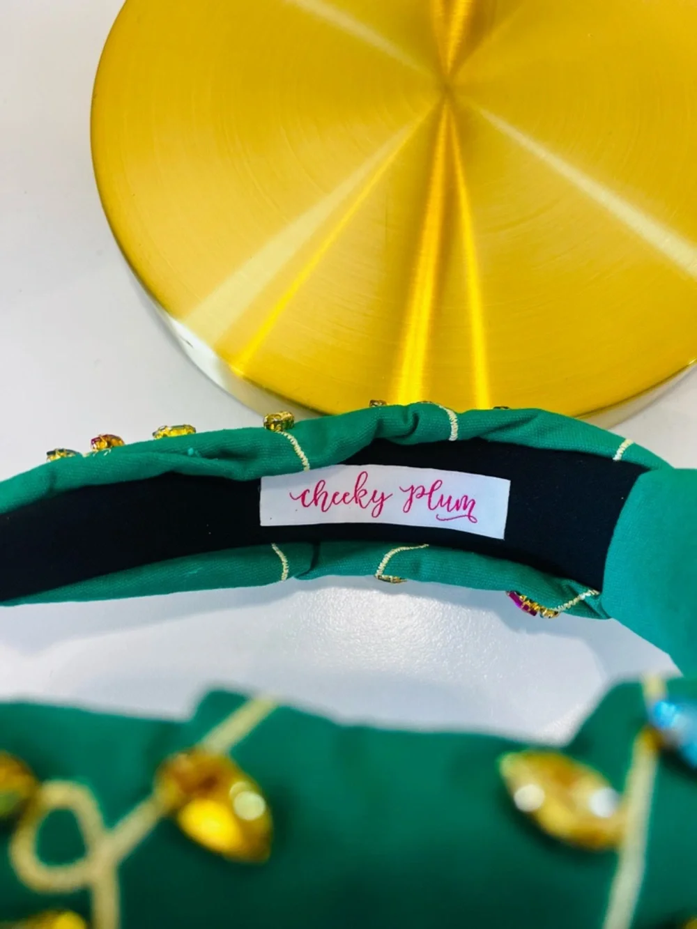 Cheeky Plum Embellished Green Jewel Knot Headband